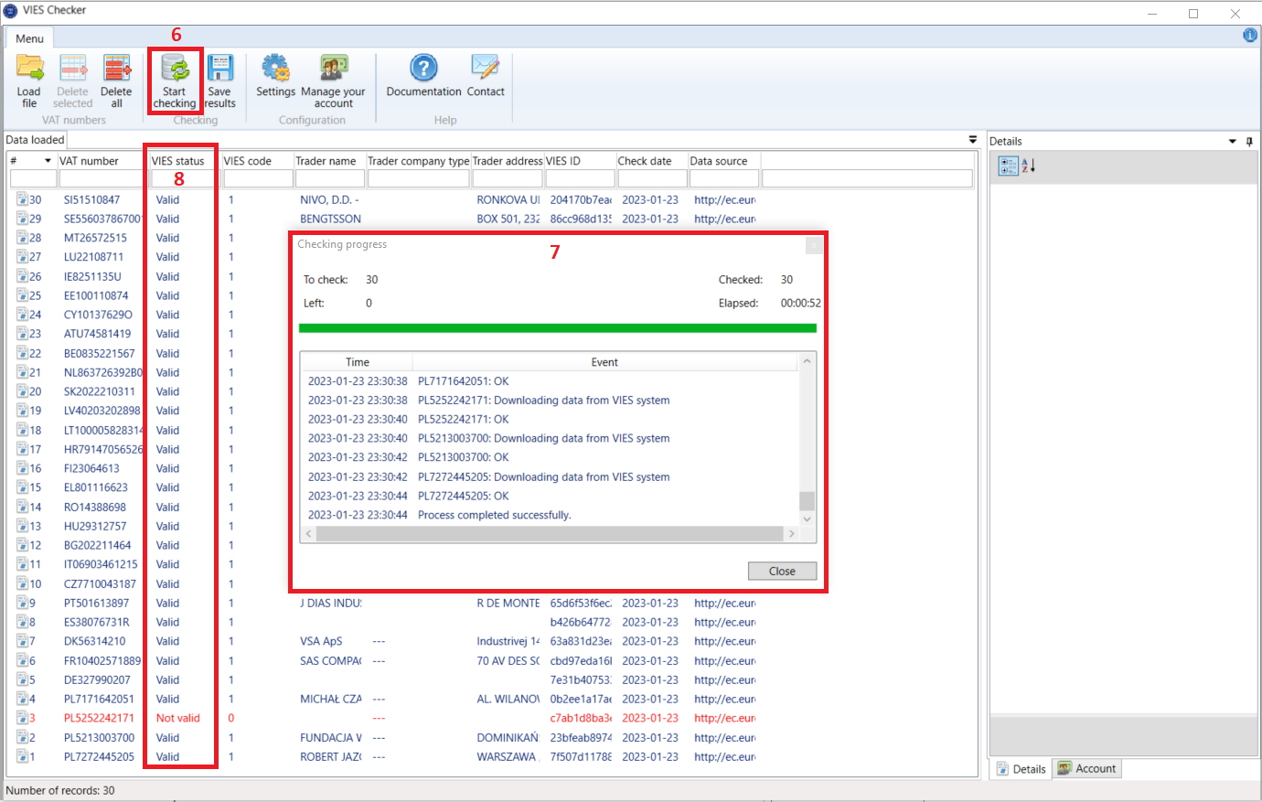 завантажити файл csv у програму viesapi