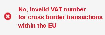 VIES invalid VAT number