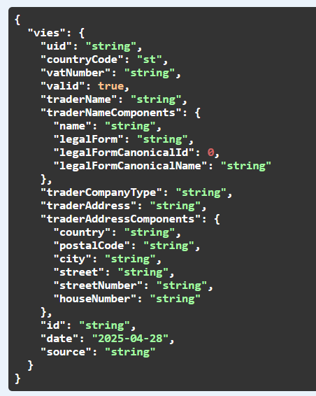 vies rest api data parsed response