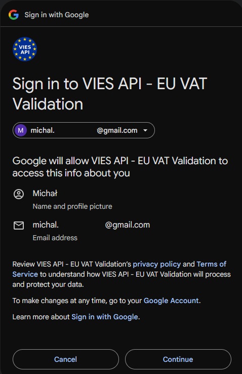 Vies API Google Sheets add-on installatierechten